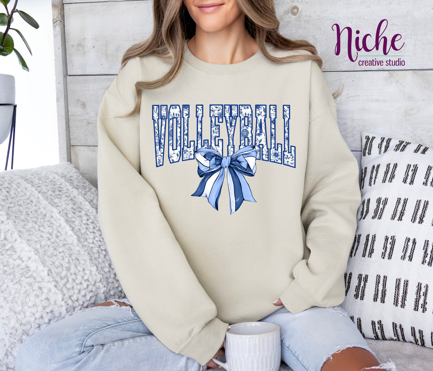 -SPO8065 Volleyball Blue Floral Decal