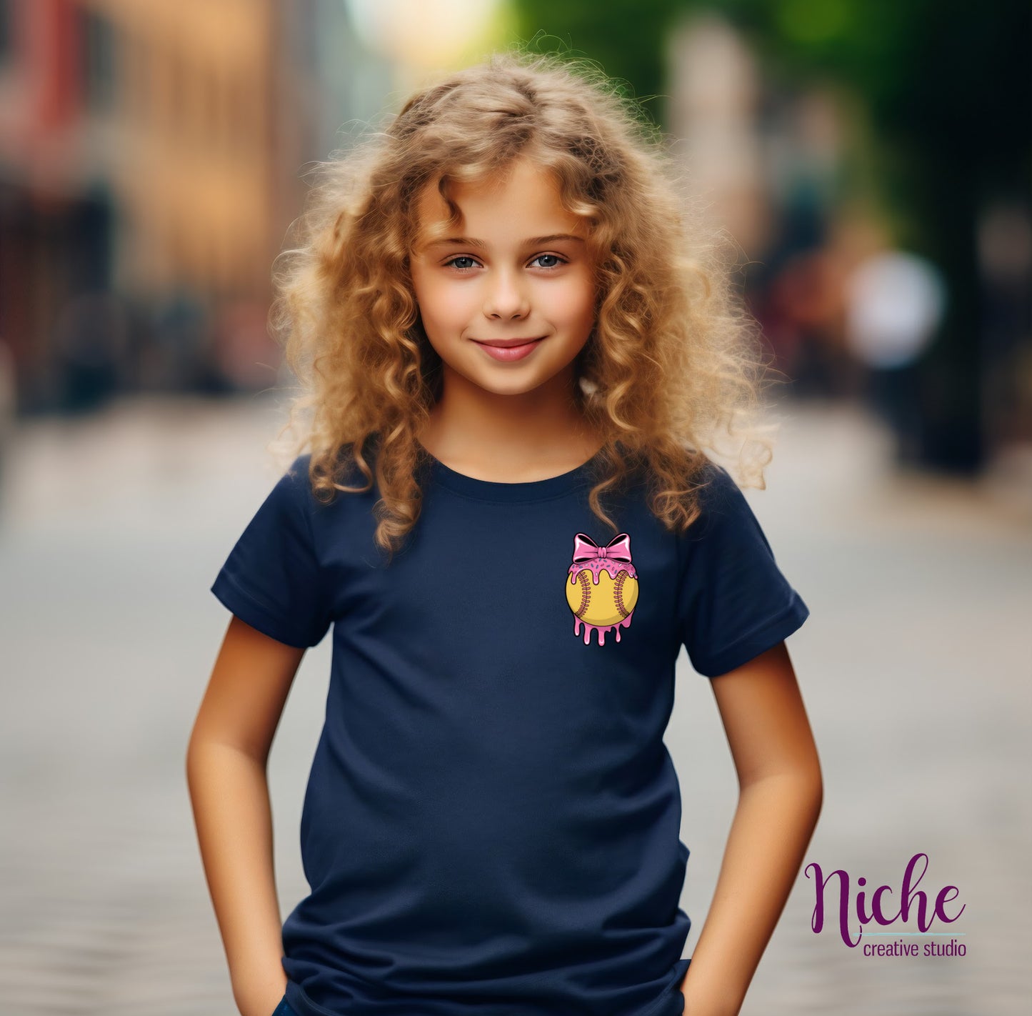 -SPO8236 Softball with Bow Decal