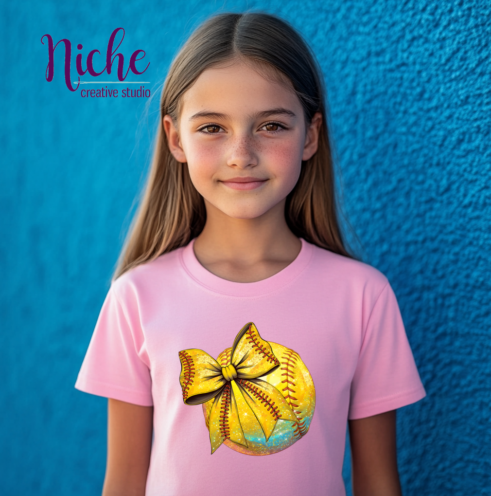 -SPO8236 Softball with Bow Decal