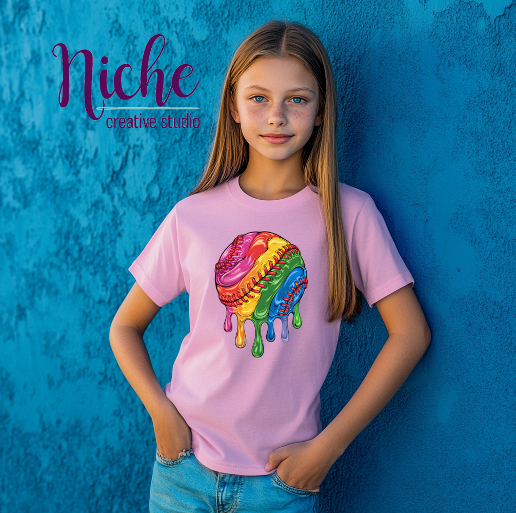 -SPO8237 Rainbow Softball Decal