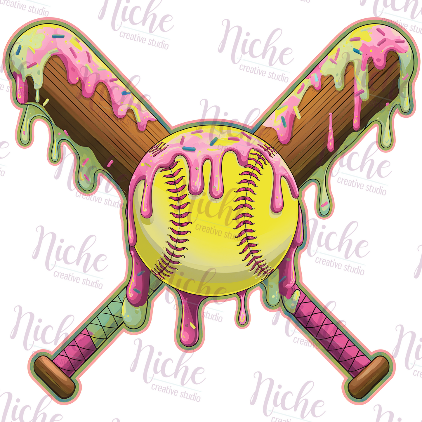 -SPO8242 Drip Bats and Softball Decal