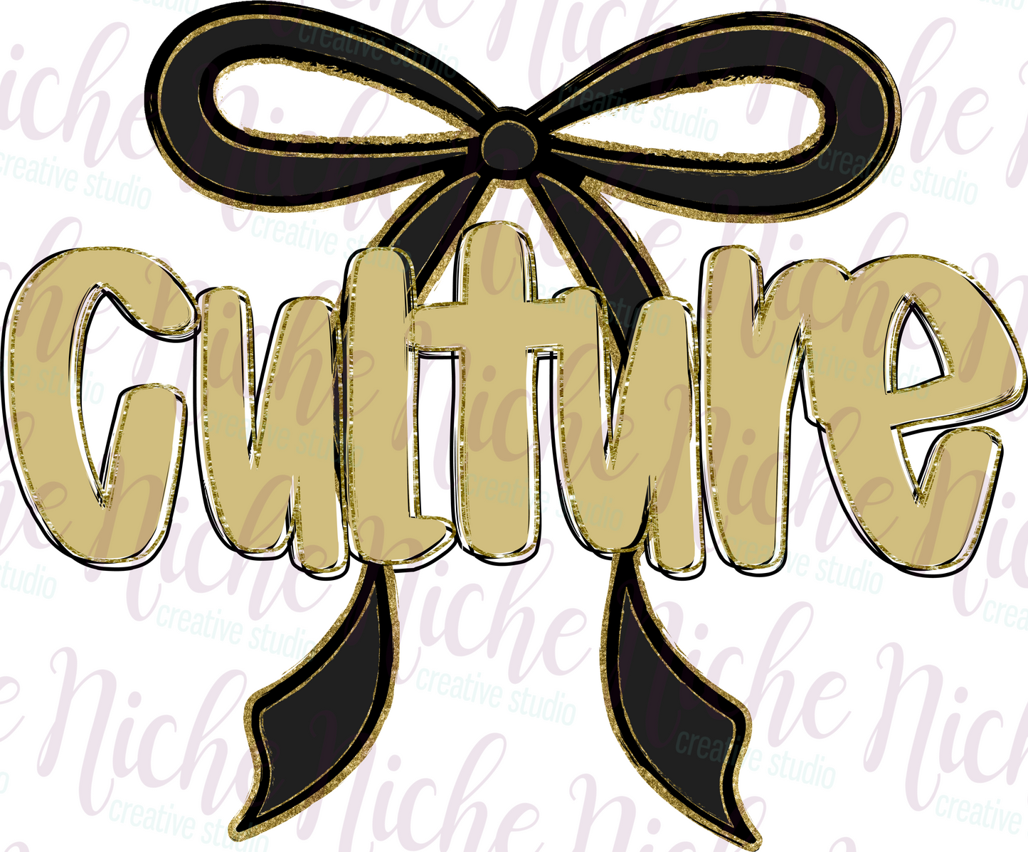 -SPO8298 Preppy Bow Gold Culture Baseball Decal