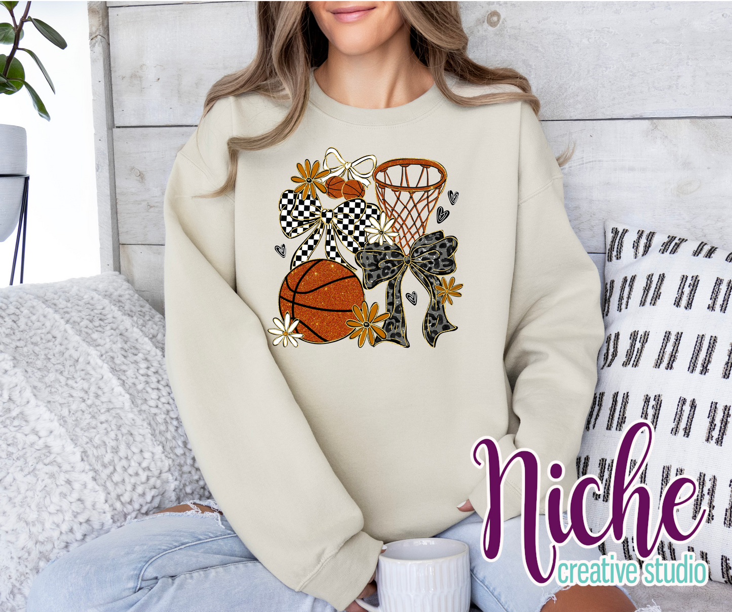 -SPO8528 Basketball Bow Decal