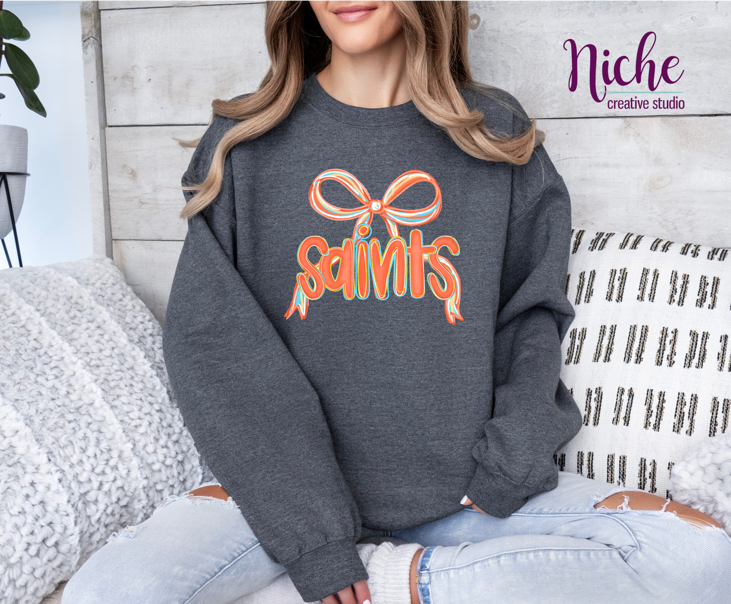 -STL8215 Saints Preppy Bow Decal