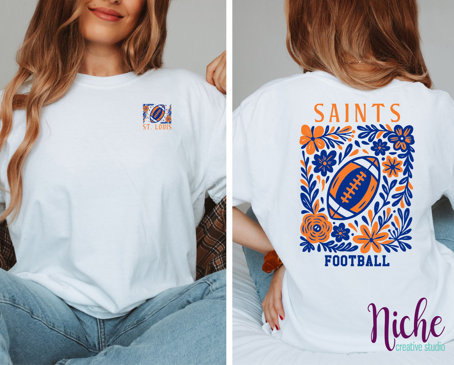 -STL8266 **Combo** Floral Football Saints Decal