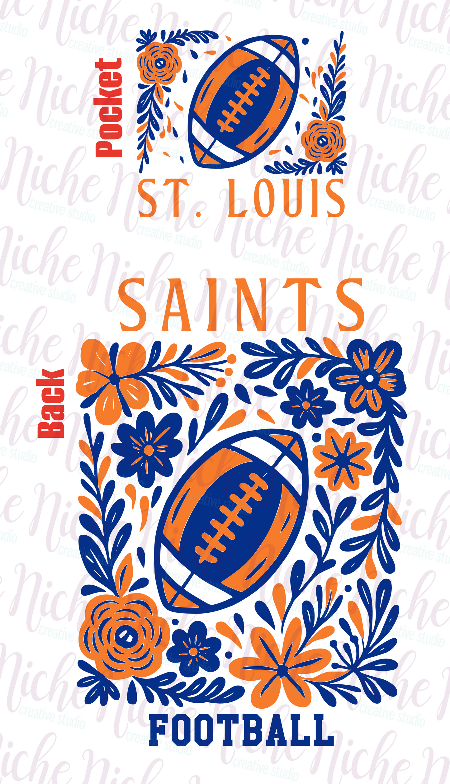 -STL8266 **Combo** Floral Football Saints Decal