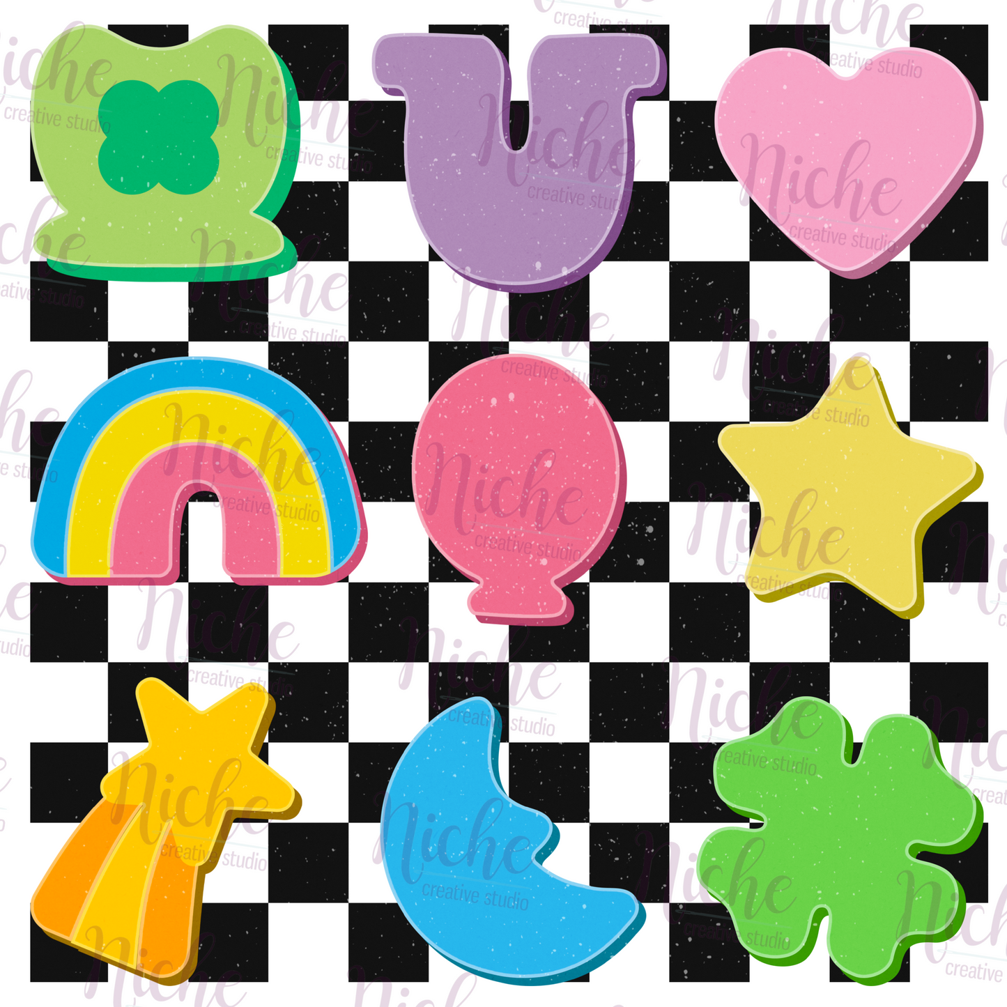 -STP8026 Checkered Lucky Charm Decal