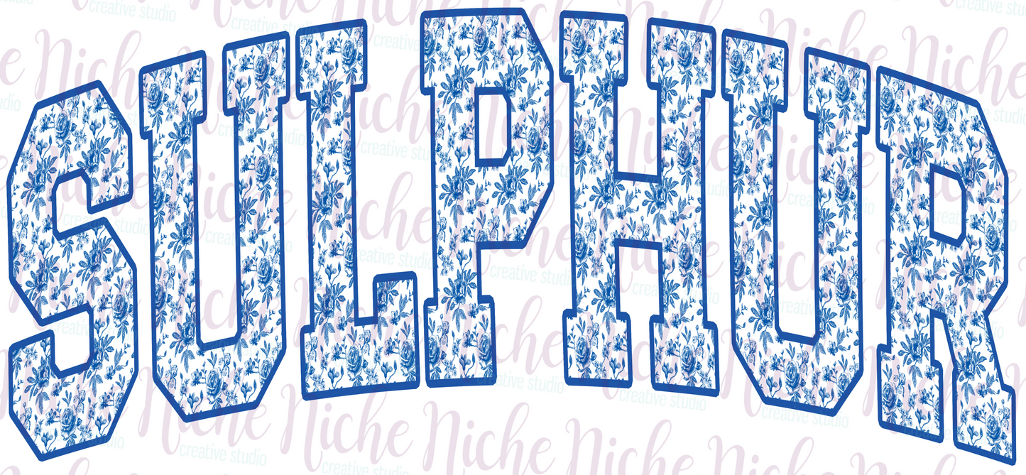 -SUL8261 Sulphur Blue Floral Toile Decal