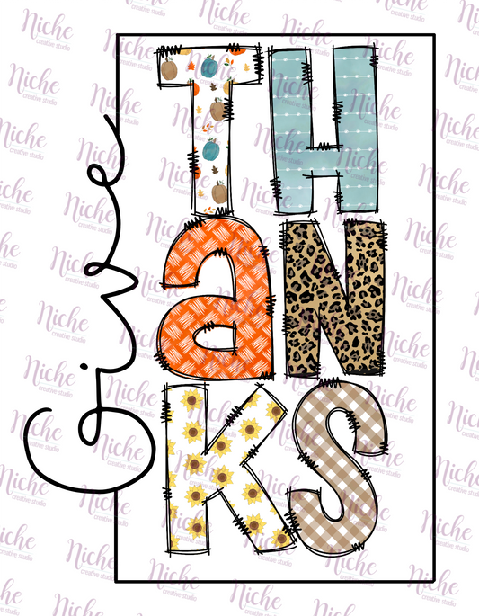 -THA847 Give Thanks Doodle Decal