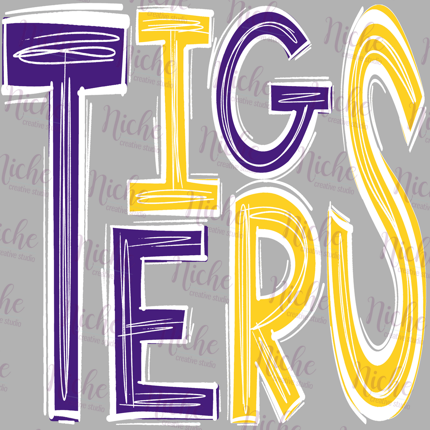 -TIG1929 Tigers Doodle Decal