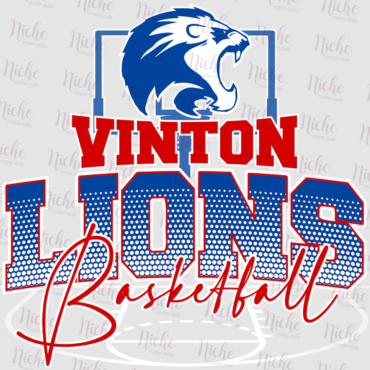 -VIN3037 Vinton Lions Basketball Decal