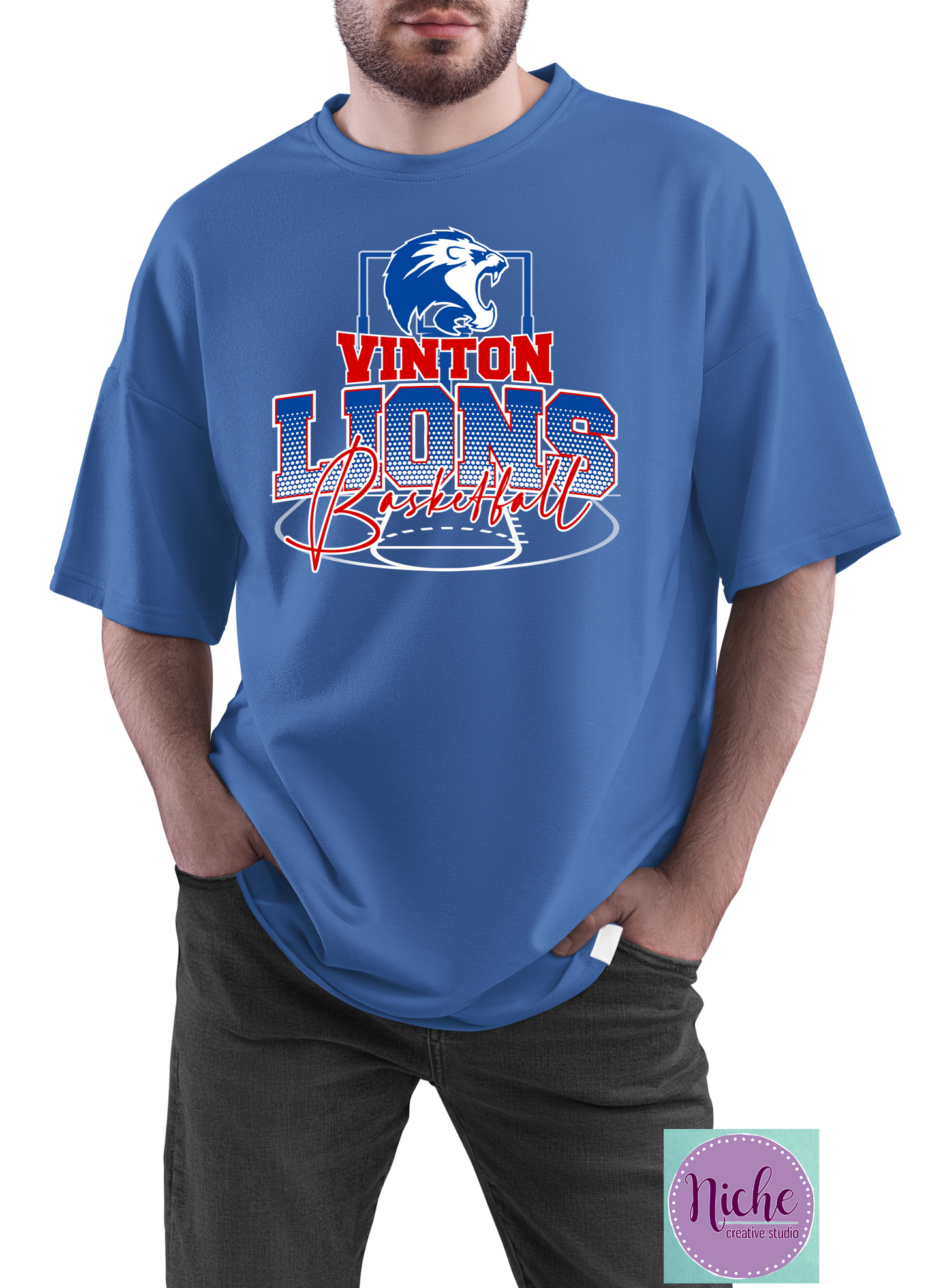 -VIN3037 Vinton Lions Basketball Decal