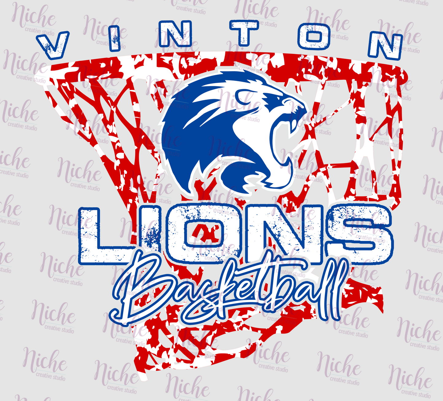 -VIN3038 Vinton Lions Basketball Decal