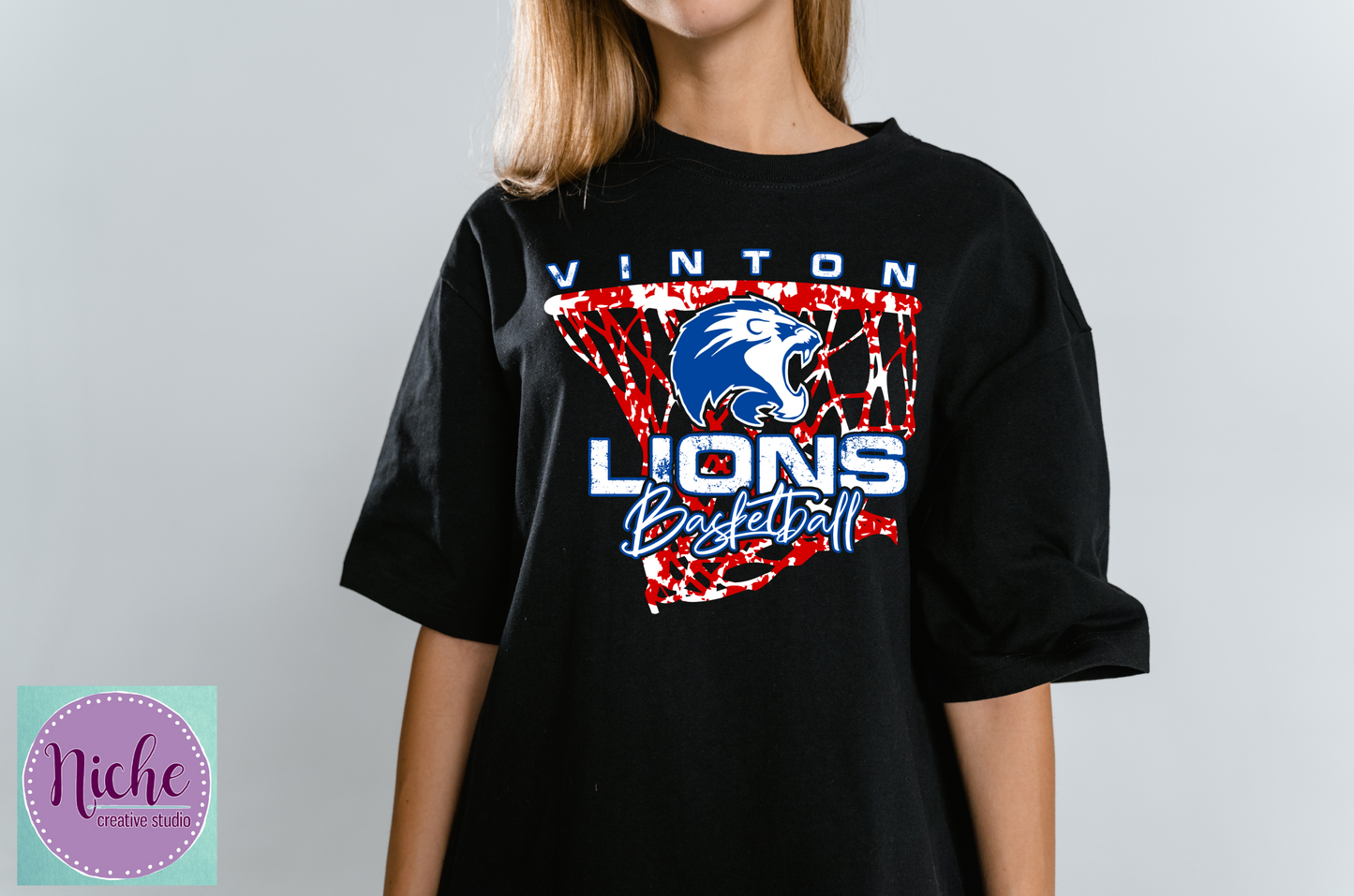 -VIN3038 Vinton Lions Basketball Decal