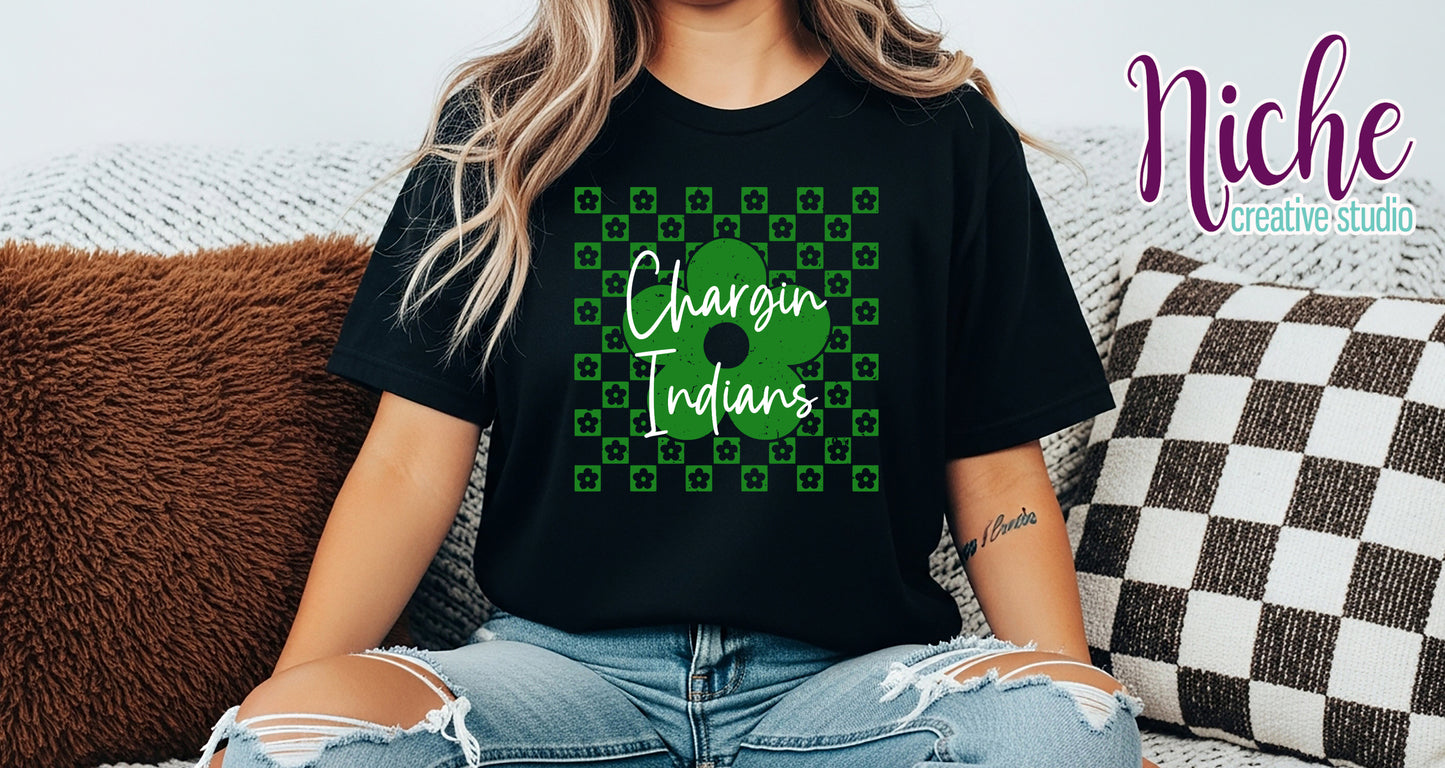 -WAS8401 Checkered Flower Chargin Indians Decal