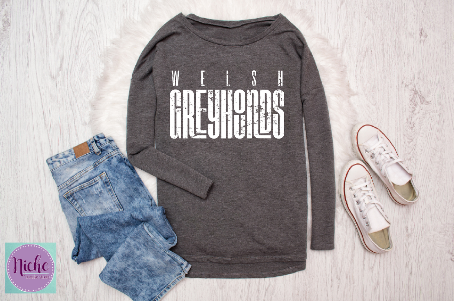 -WEL3068 Welsh Greyhounds Distressed Decal