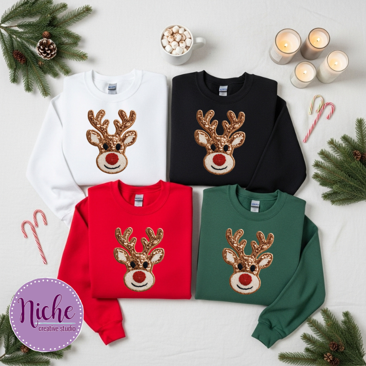 DEAL OF THE DAY 50% OFF -CHR8512 Reindeer Faux Sequins Decal