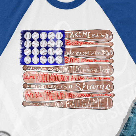 -BAS1058 Baseball Flag Decal