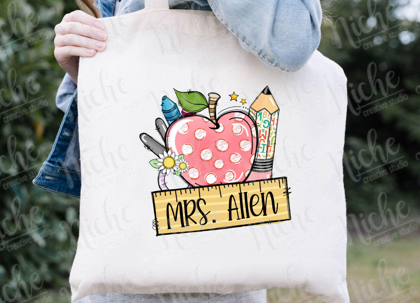 Teacher Appreciation * Tote Bag with Custom Name