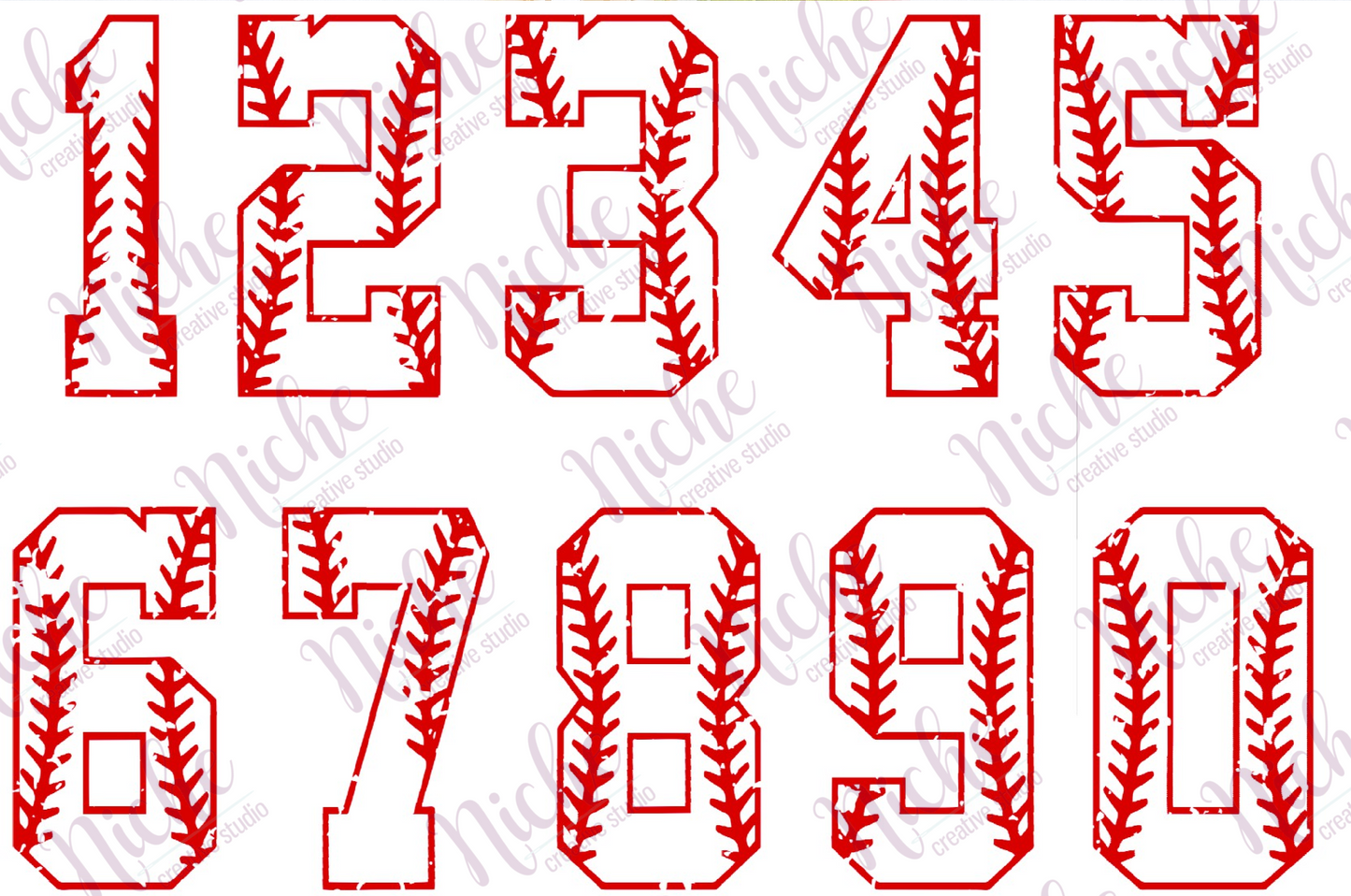 * Baseball Numbers with Laces Decals