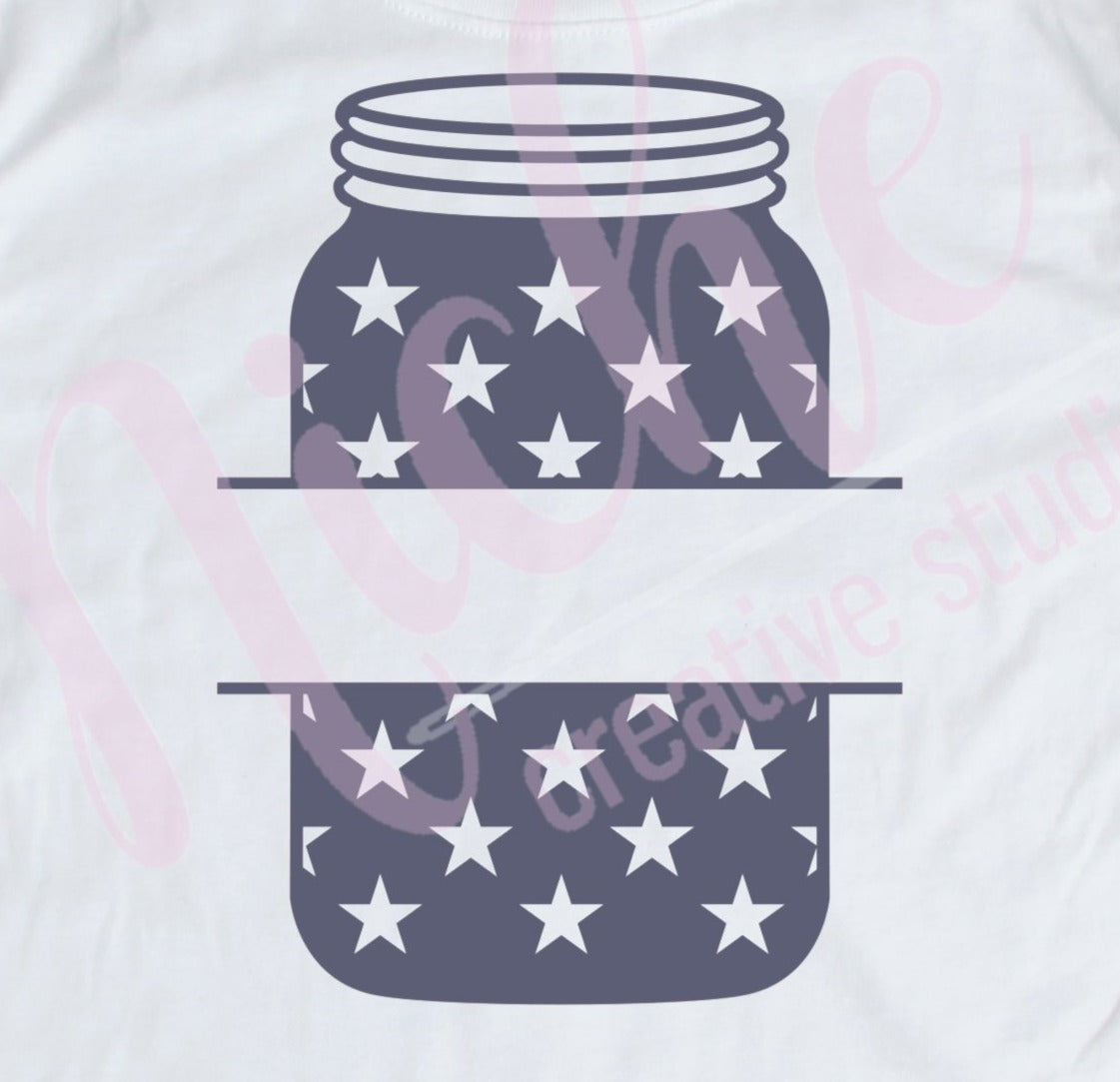 * Mason Jar Blue Stars Name Decal