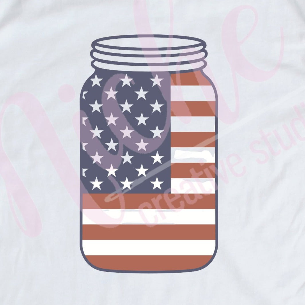 * Mason Jar Flag Decal