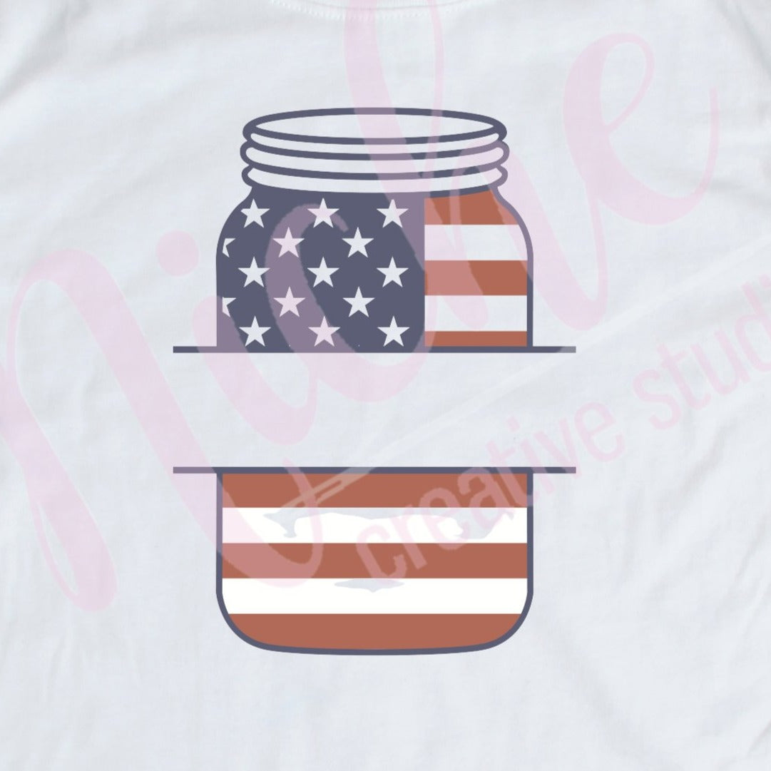 * Mason Jar Flag Name Decal