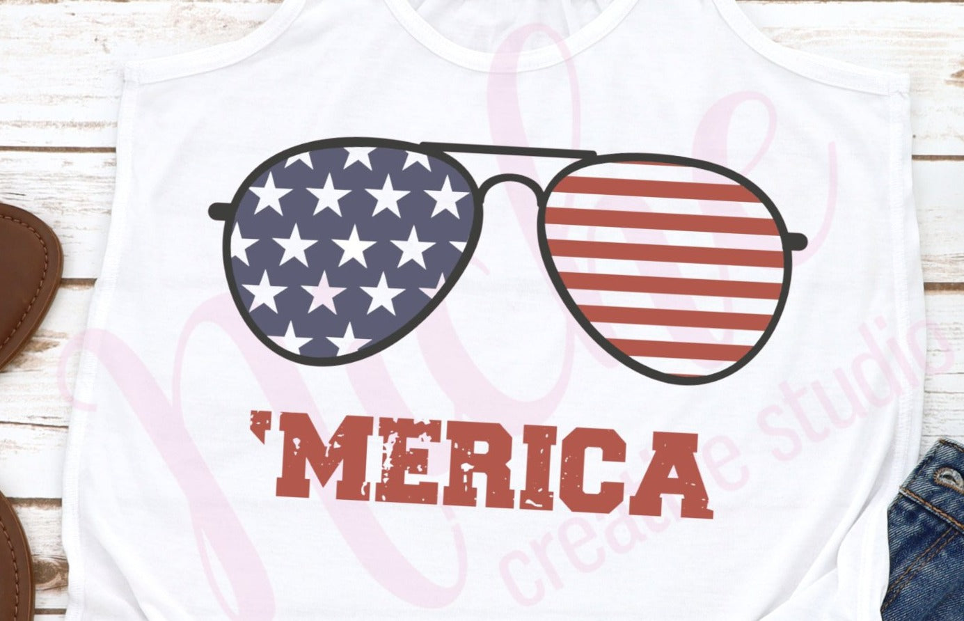 * Merica Glasses Decal