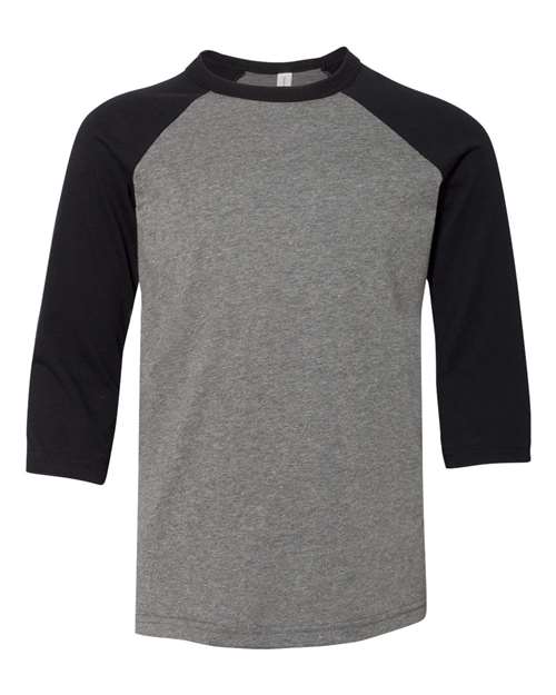 Youth Raglan: Deep Heather/Black Triblend (Bella)