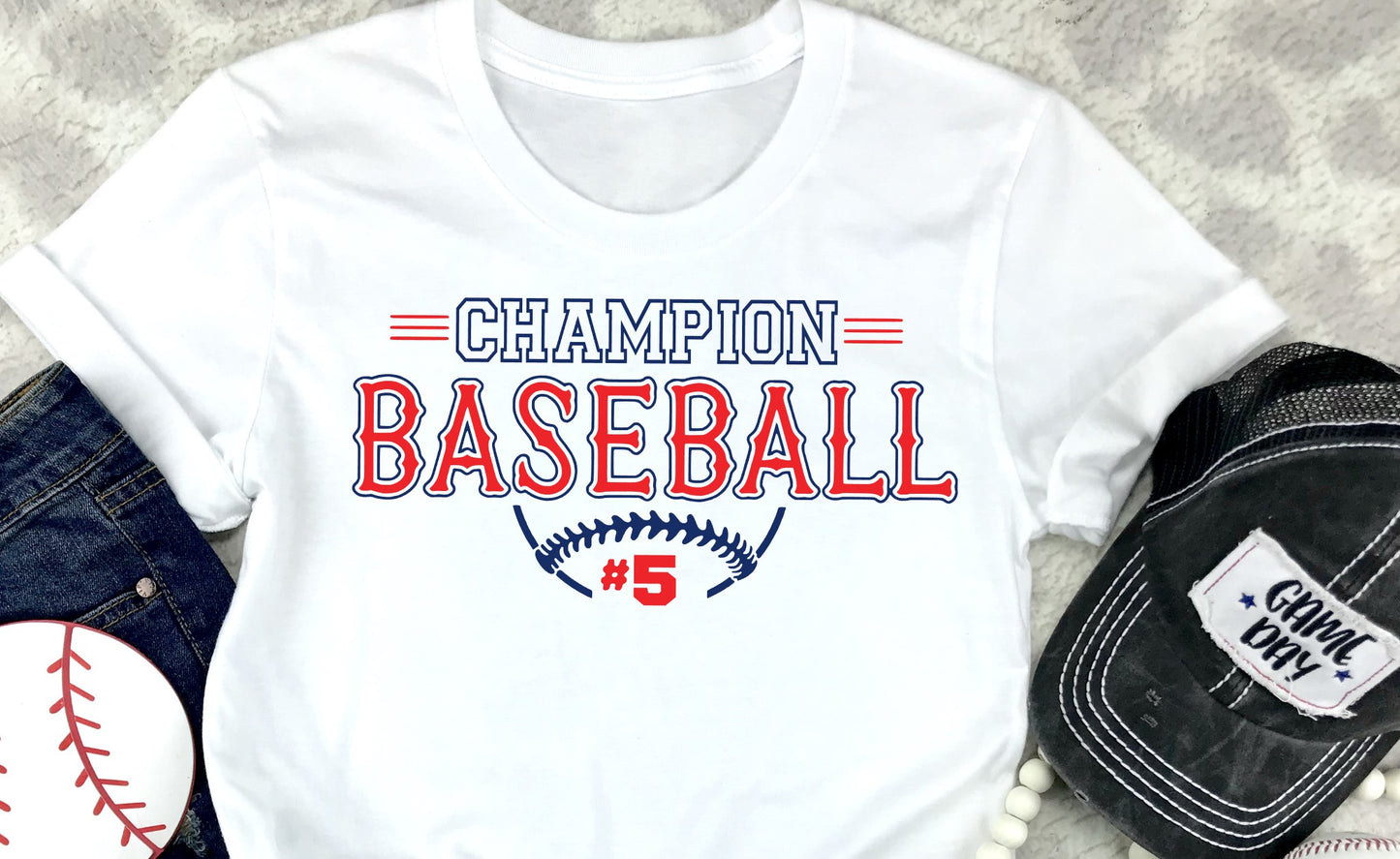 * Champions Baseball Decal with Number option