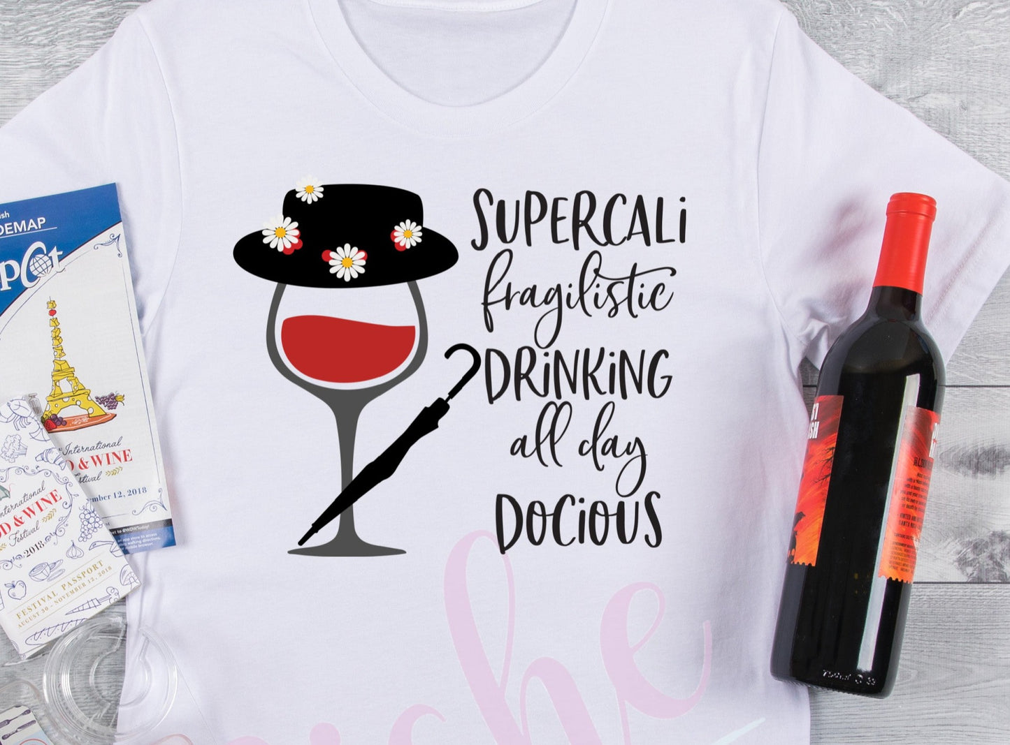 * Mary Poppins Drinking Wine Decal