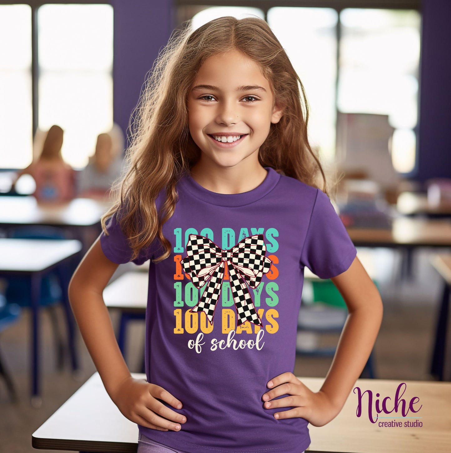 -10096 100 Day Of School Repeat Bow Decal