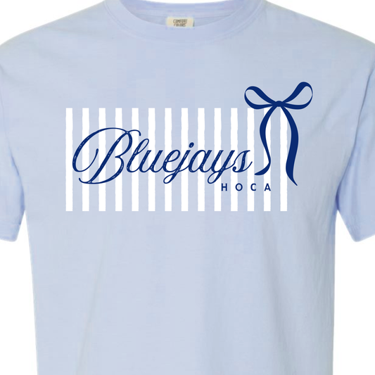 Heritage Oaks Christian Academy - Blue Jays Stripe Bow  T-Shirt