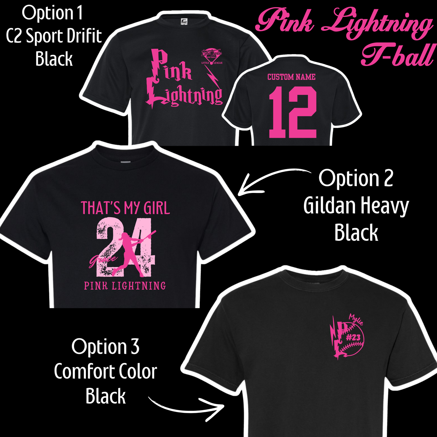 # Lake Charles Softball Little League T-Ball - Pink Lightning
