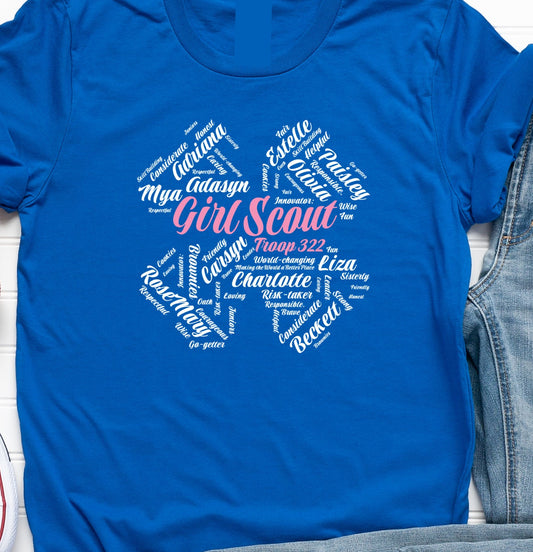 # Girl Scout Word Cloud Clover
