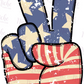 -4th001 Retro Peace Hand Decal
