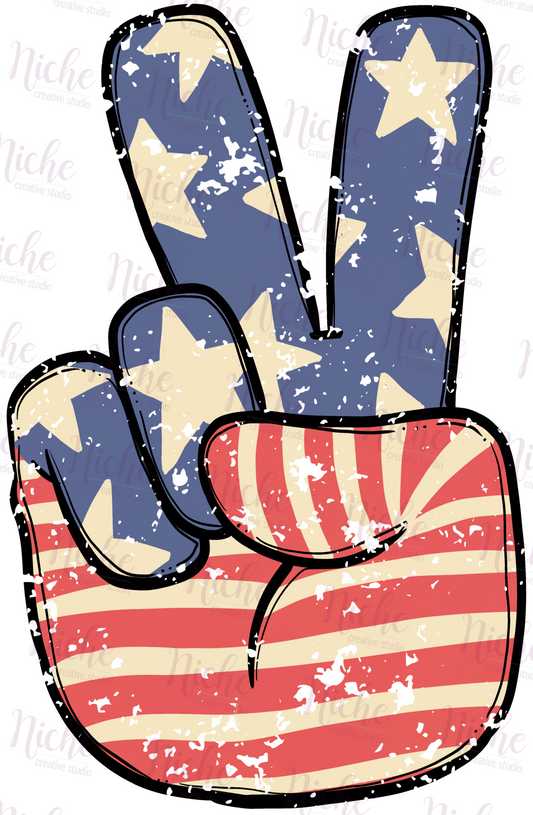 -4th001 Retro Peace Hand Decal