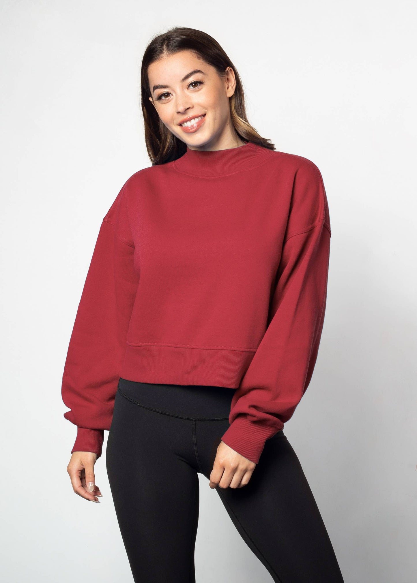 Mock-Neck CROP Haley Sweatshirt