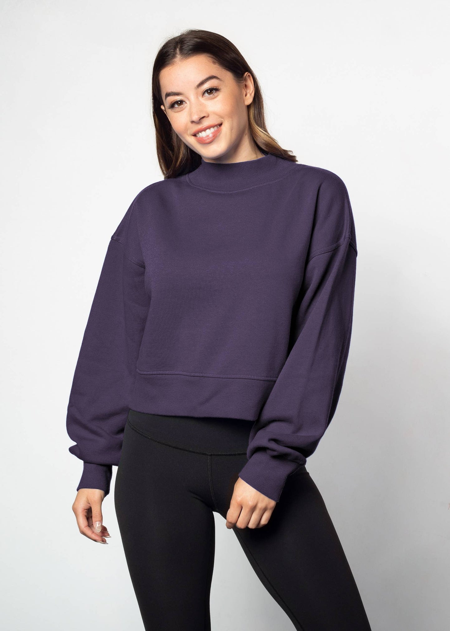 Mock-Neck CROP Haley Sweatshirt
