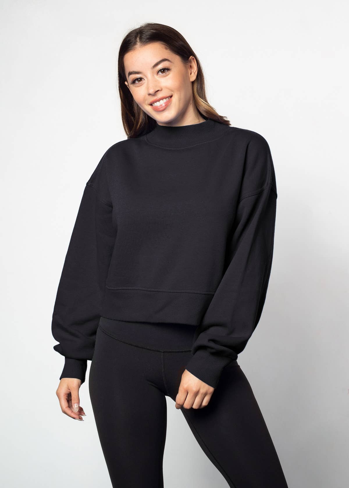 Mock-Neck CROP Haley Sweatshirt