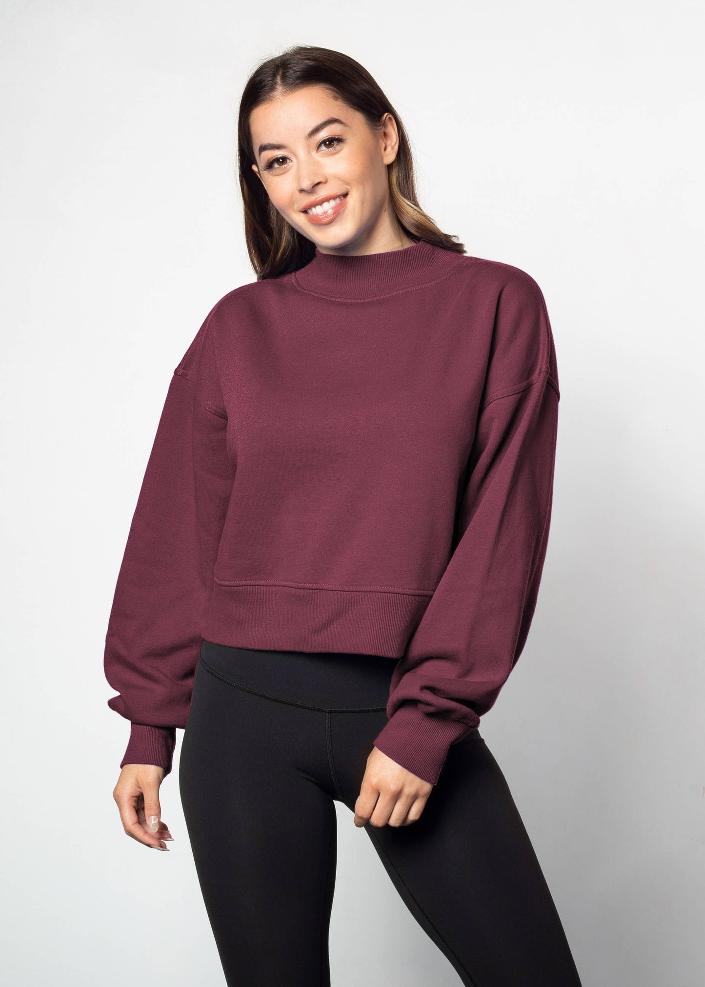 Mock-Neck CROP Haley Sweatshirt
