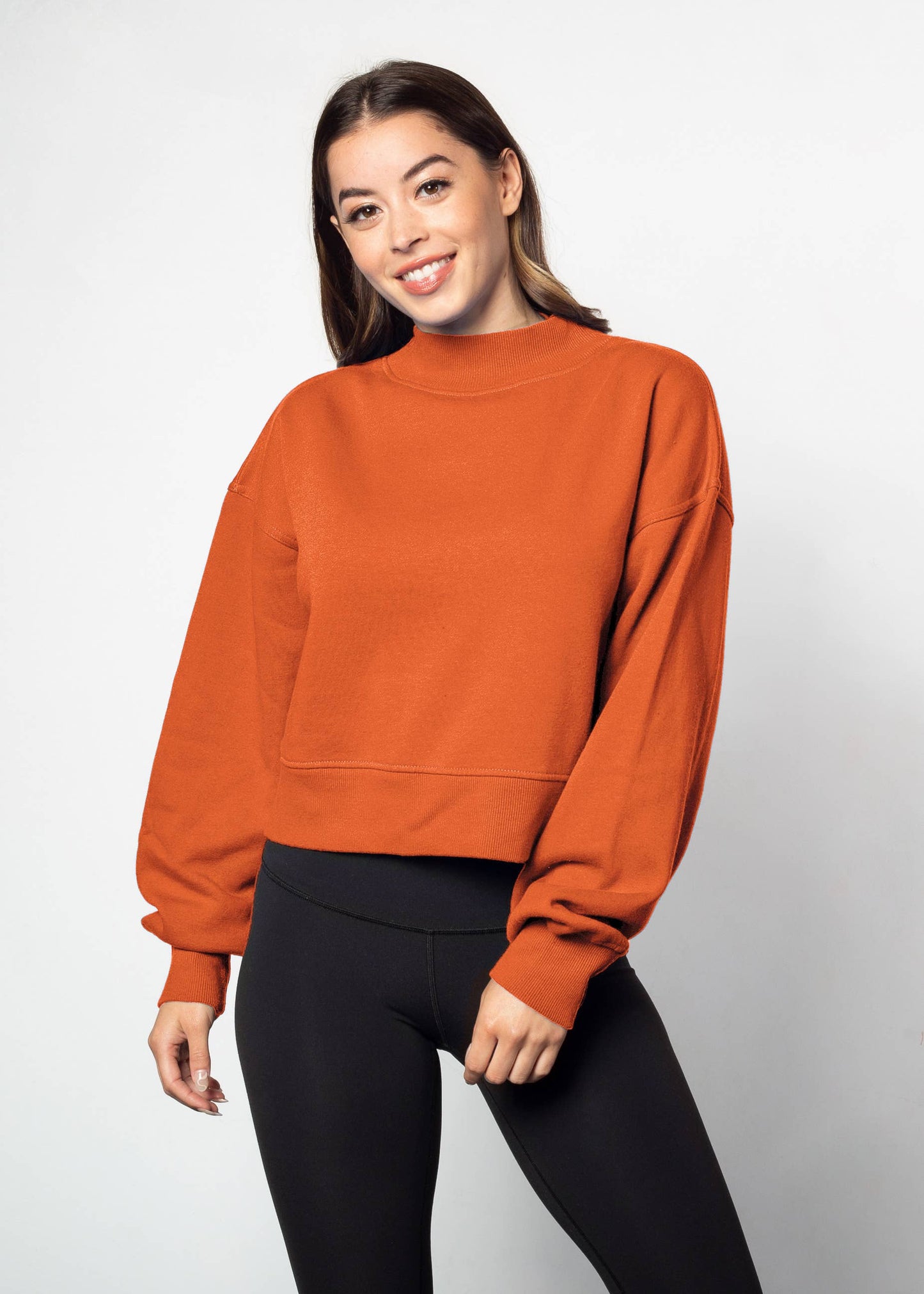 Mock-Neck CROP Haley Sweatshirt