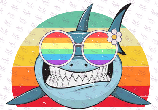 - ANI381 Shark Rainbow Glasses Decal