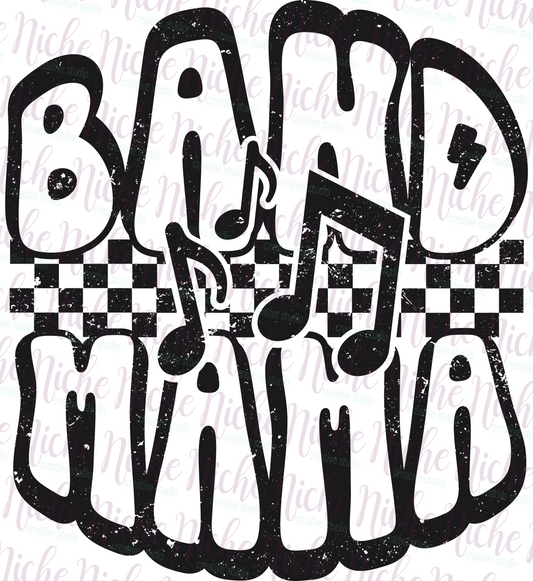 -BAN8278 Retro Checkered Band Mama Decal