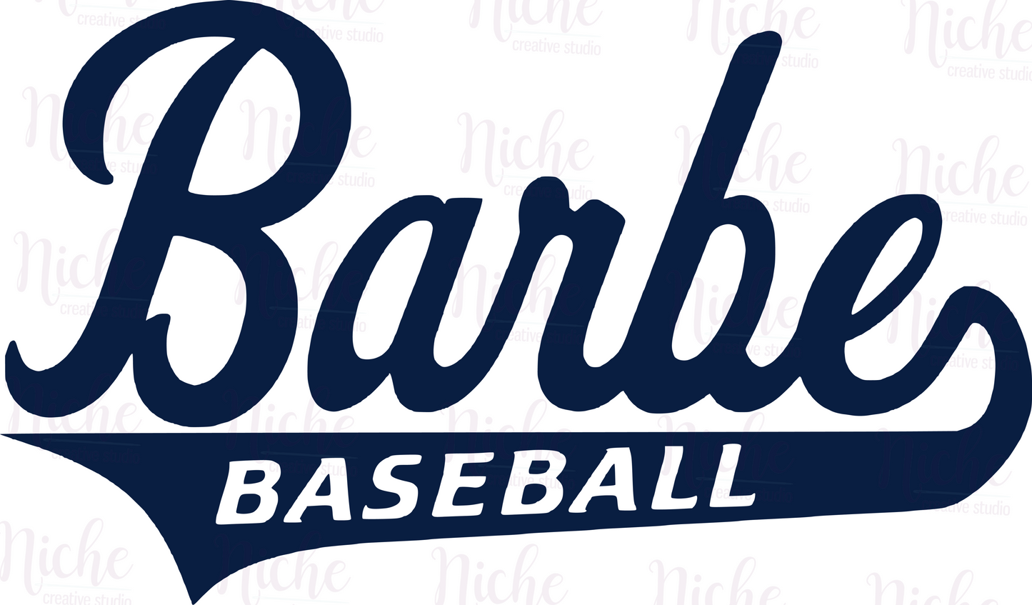 -BAR1787 Barbe Baseball Swoosh Decal