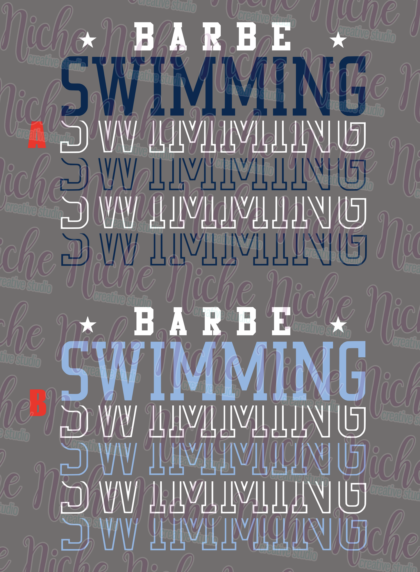 -BAR2028 Barbe Swimming Repeat Decal