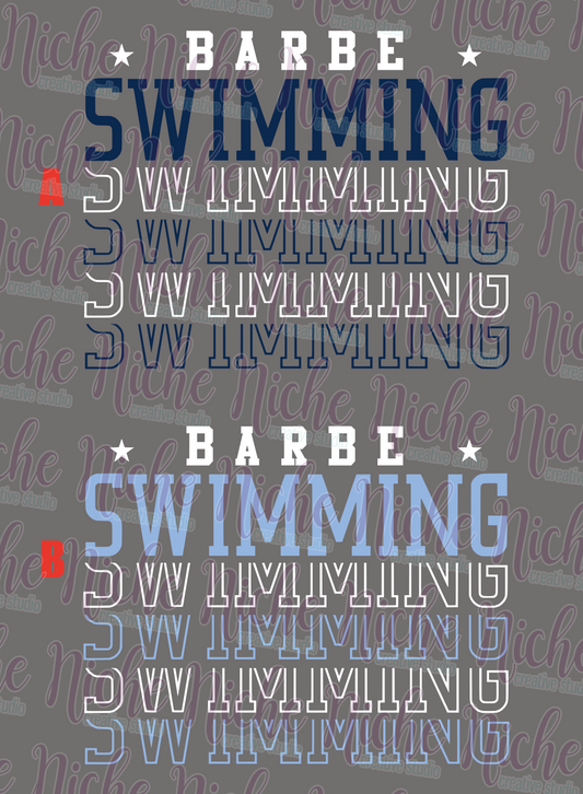-BAR2028 Barbe Swimming Repeat Decal