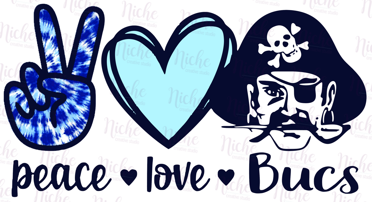 -BAR3085 Peace Love Bucs Decal