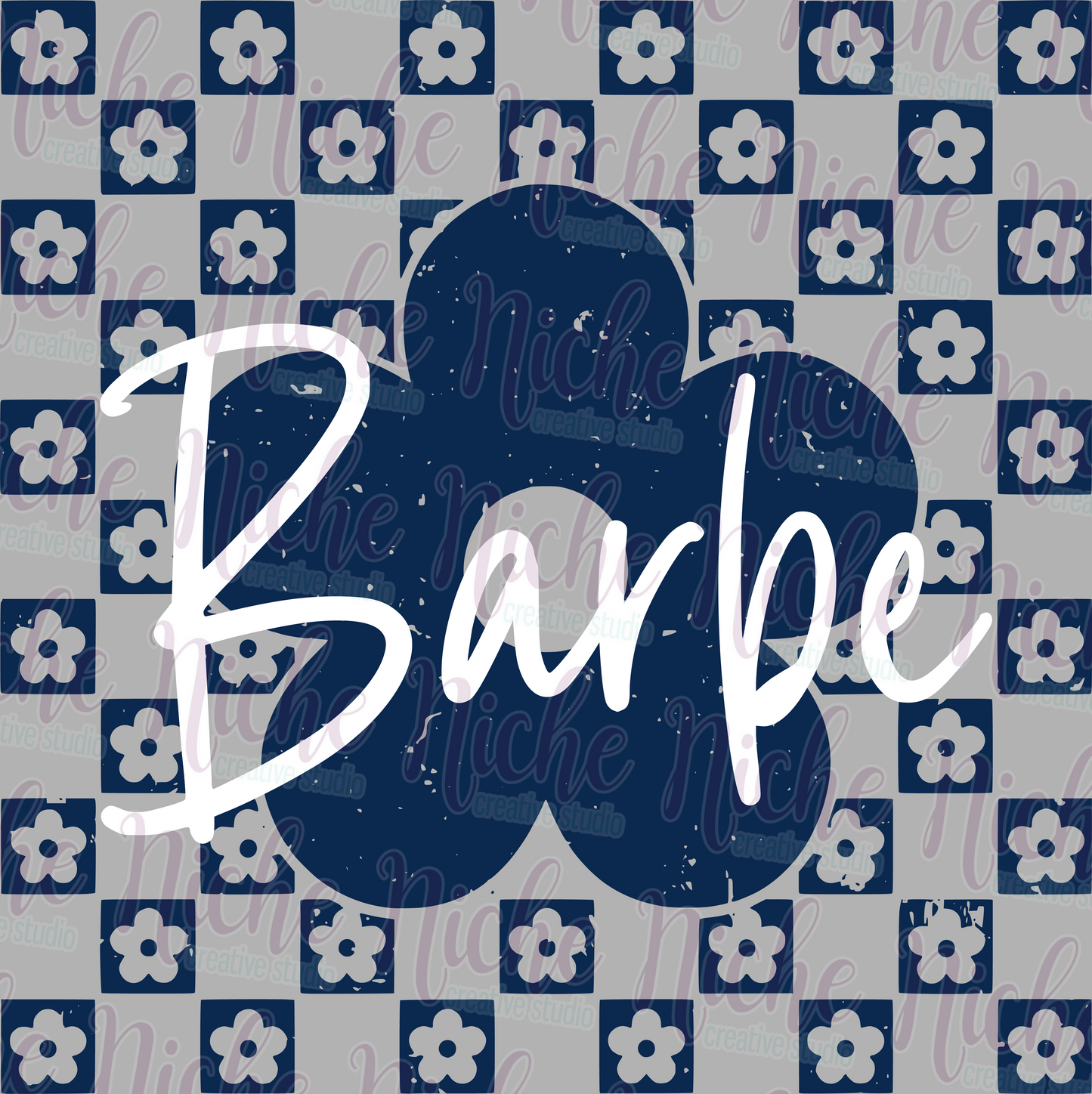 -BAR3328 Barbe Checkered Flowers Decal