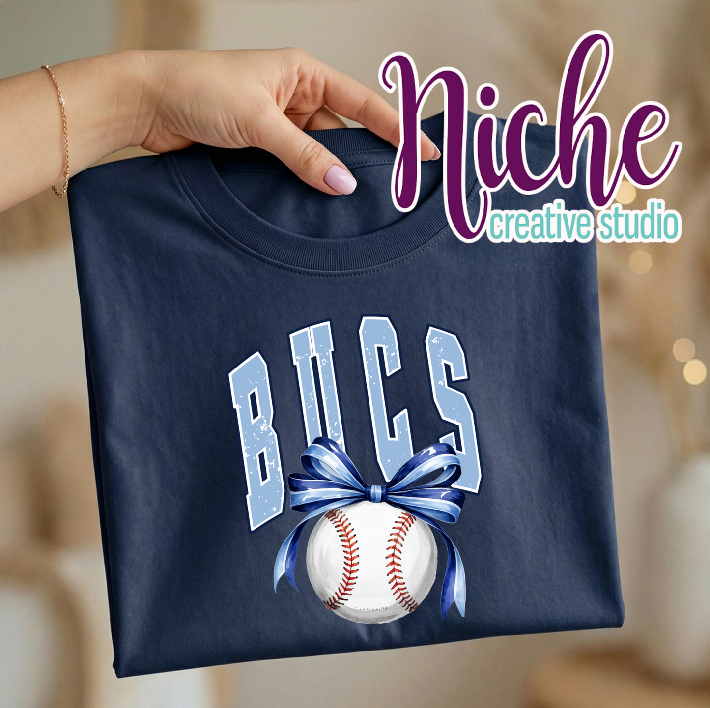-BAR4395 Bucs Baseball Bow Decal